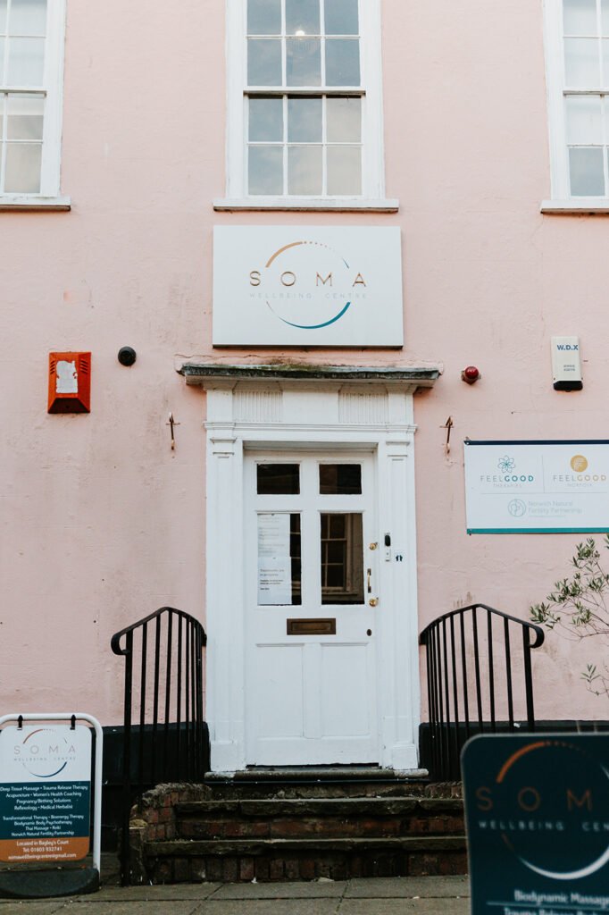 The front door of Soma Wellbeing Centre on Pottergate, Norwich
